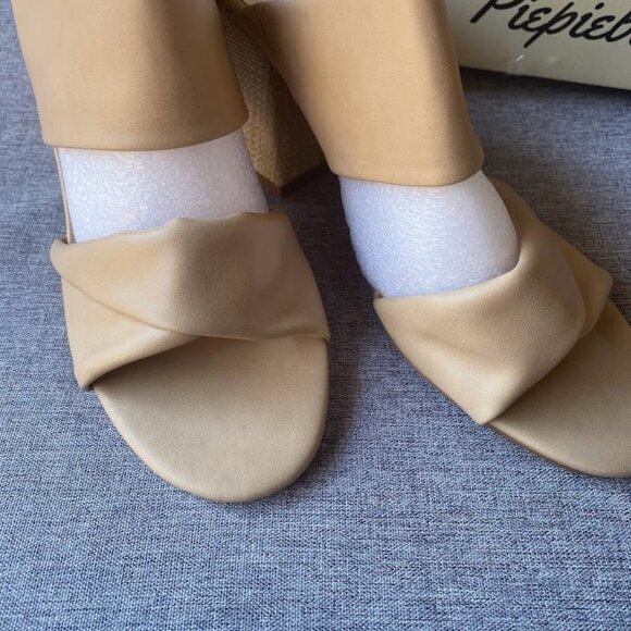 Heeled Sandals Two Straps Open Toe High Block Chunky Backless Slip-on Mules - Picture 5 of 7